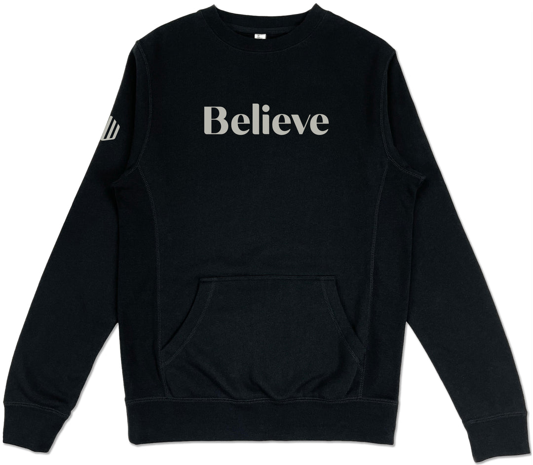 Believe Pocket Sweatshirt (Black & Greige)