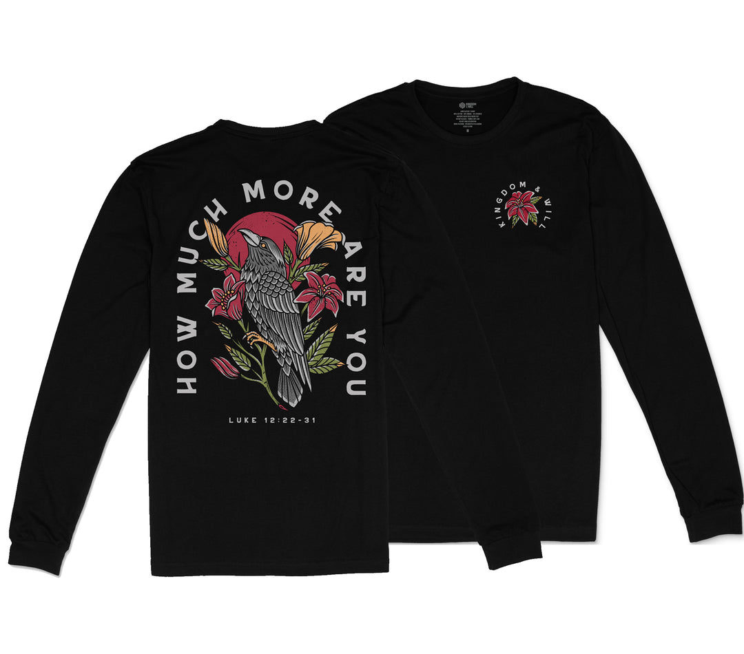 Ravens & Lilies Long Sleeve T-Shirt (Black)