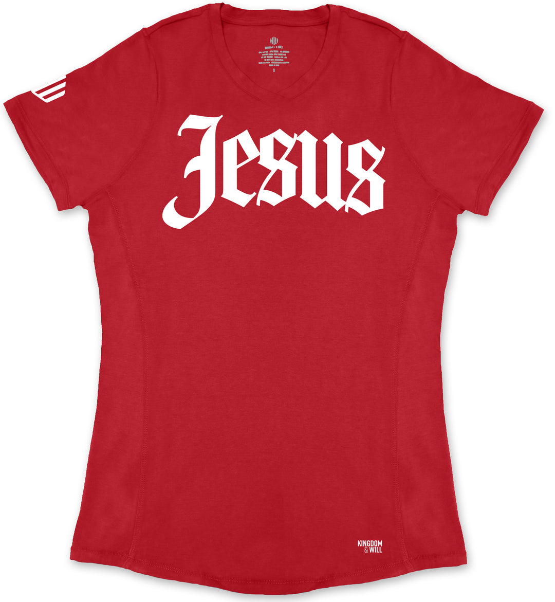 Jesus Ladies' T-Shirt (Red & White)