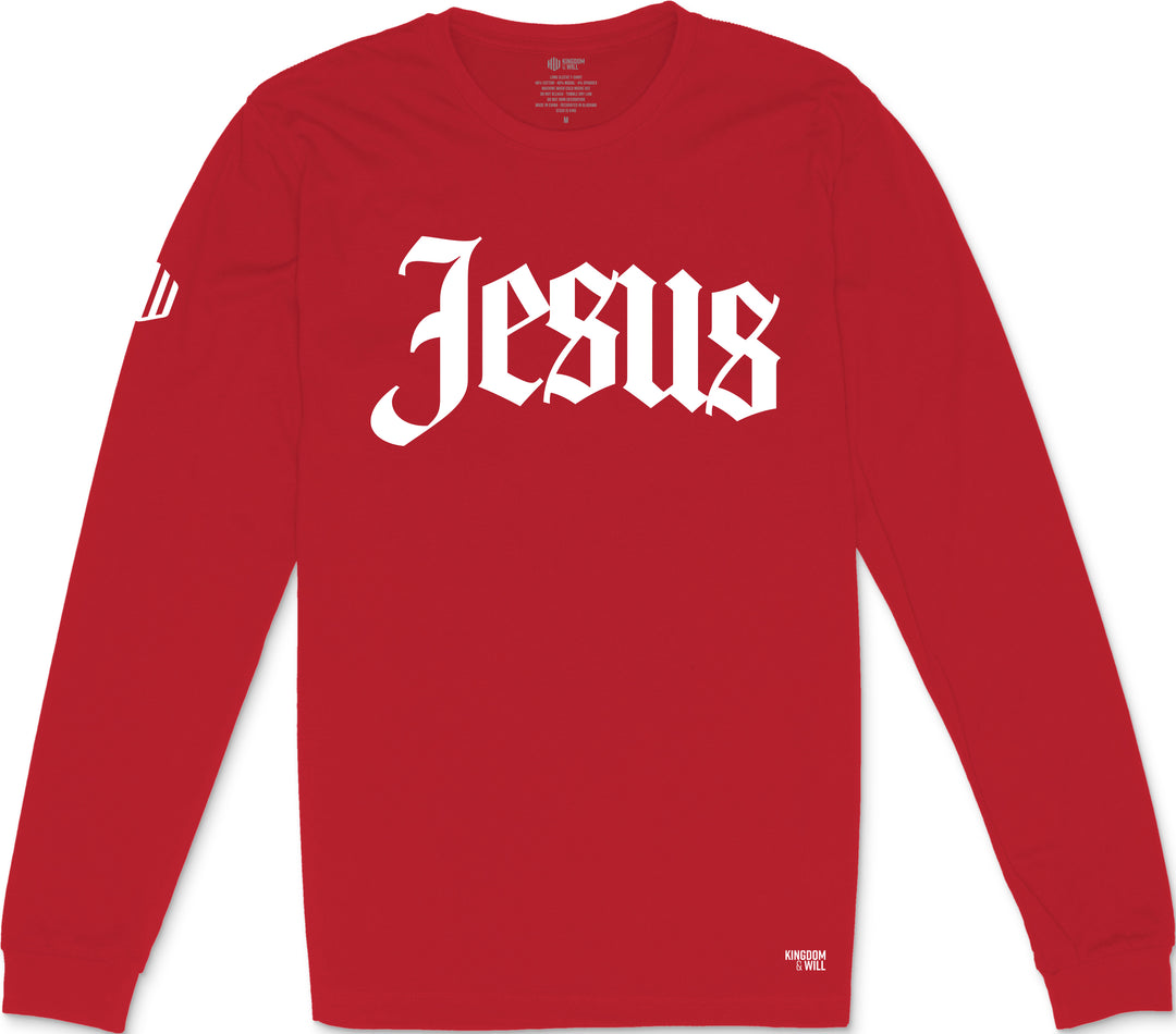 Jesus Long Sleeve T-Shirt (Red & White)