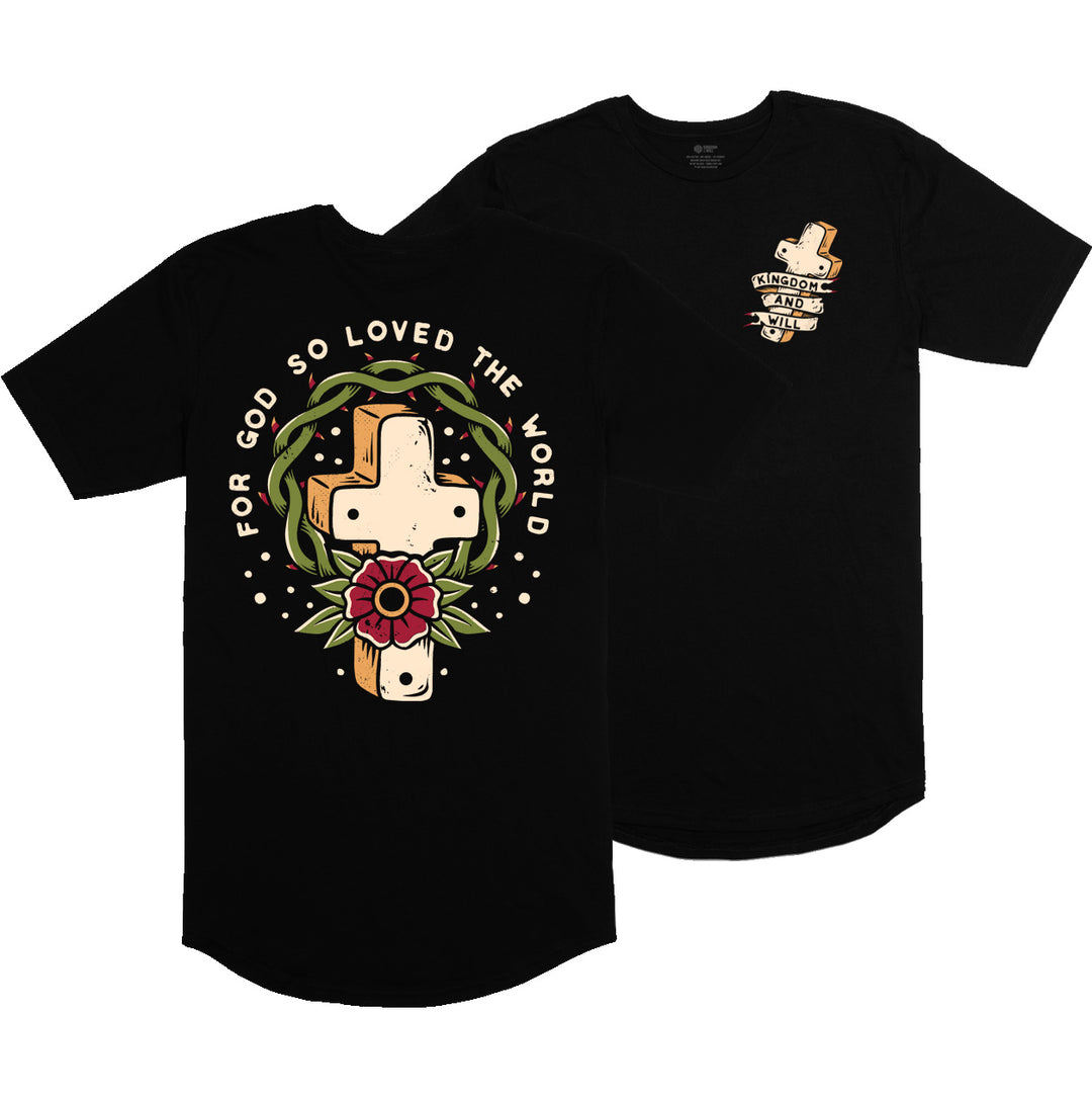 John 3:16 Long Body T-Shirt (Black)