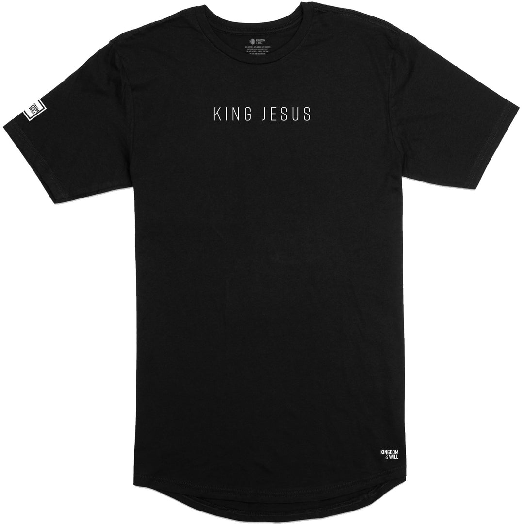 King Jesus Long Body T-Shirt (Black & White)