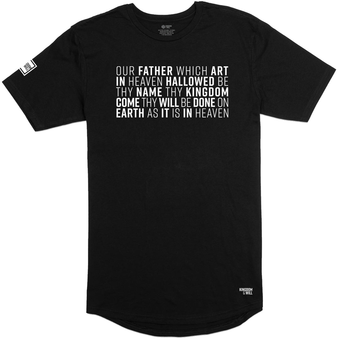 Lord's Prayer Long Body T-Shirt (Black & White)