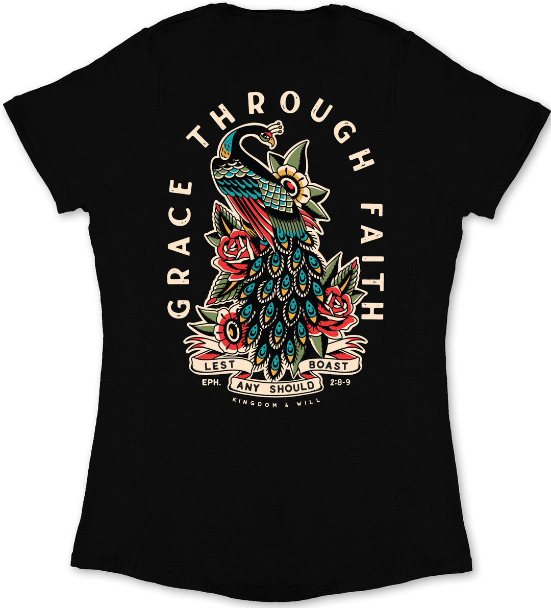 Peacock Ladies' T-Shirt (Black)