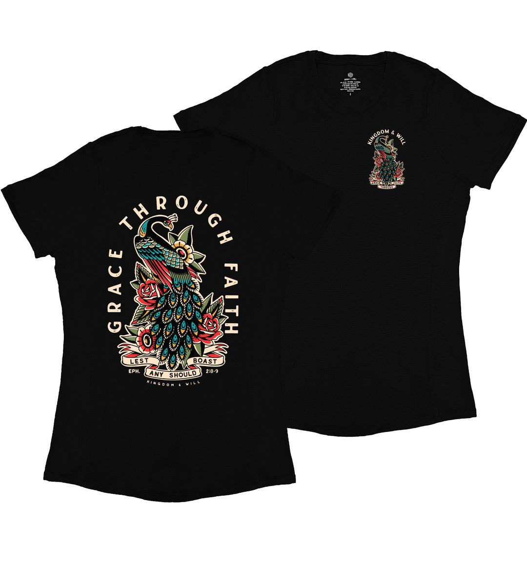 Peacock Ladies' T-Shirt (Black)