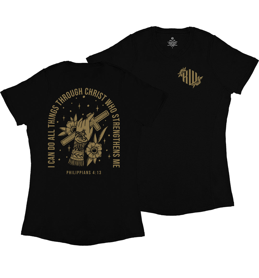 Philippians 4:13 Ladies' T-Shirt (Black & Gold)