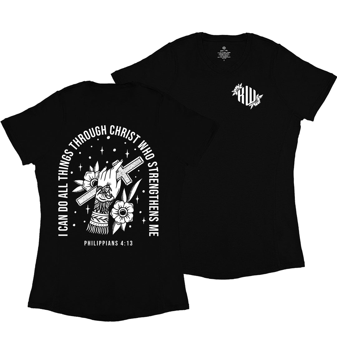 Philippians 4:13 Ladies' T-Shirt (Black & White)