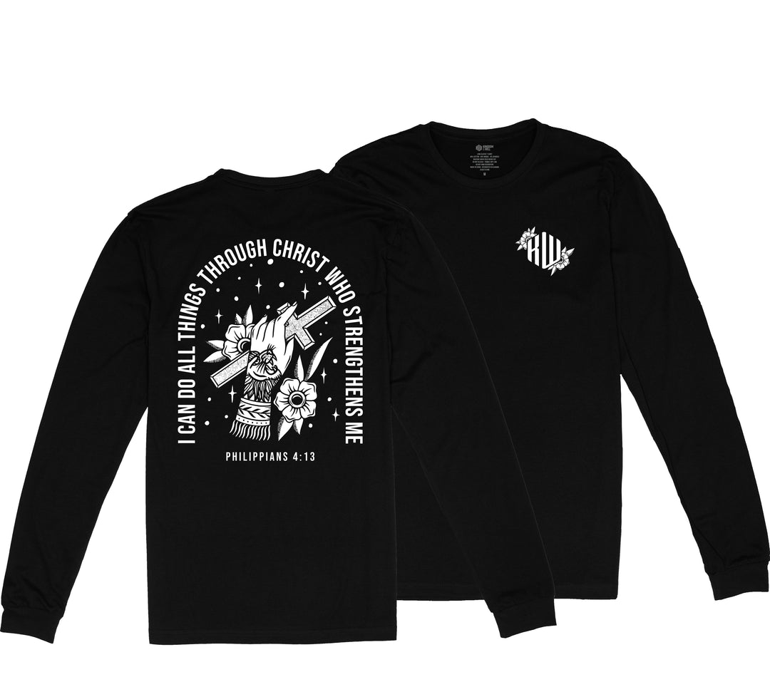 Philippians 4:13 Long Sleeve T-Shirt (Black & White)