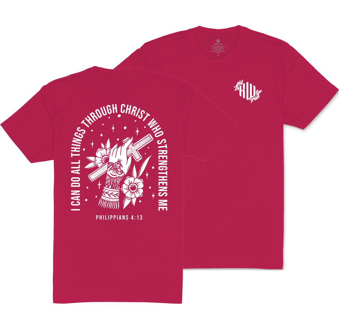 Philippians 4:13 T-Shirt (Magenta & White) B-Stock
