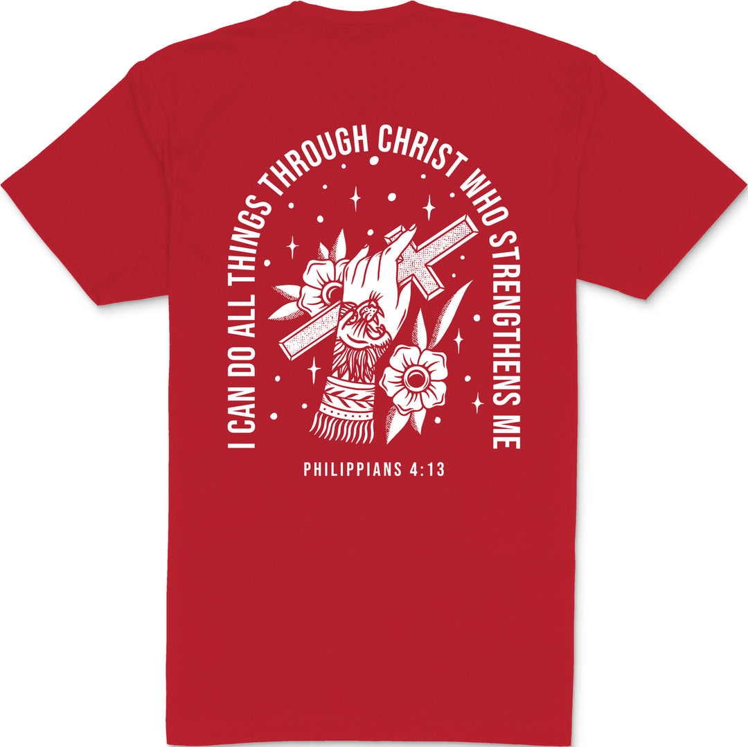 Philippians 4:13 T-Shirt (Red & White)