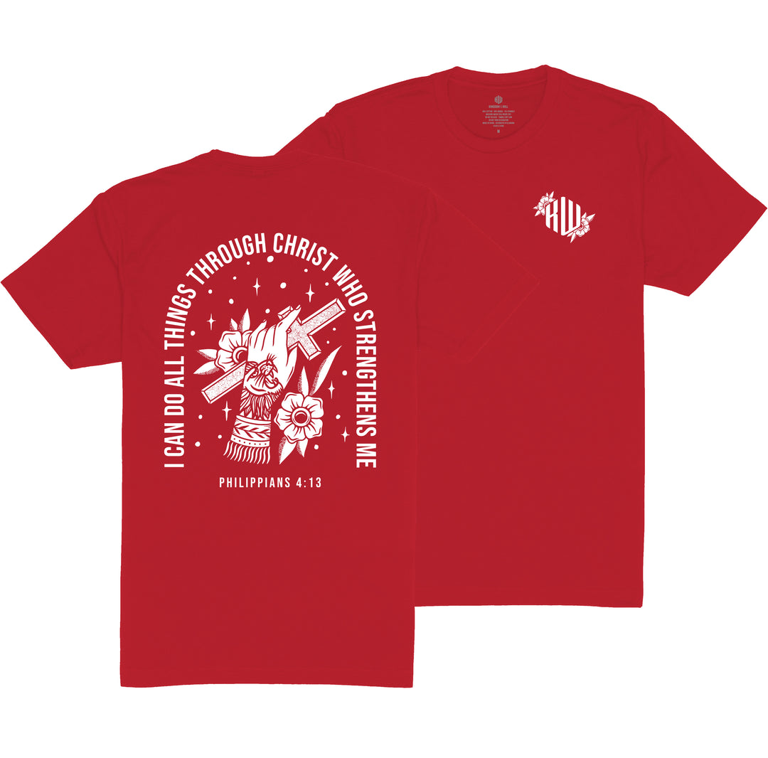 Philippians 4:13 T-Shirt (Red & White) - Kingdom & Will