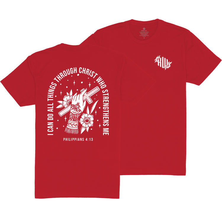 Philippians 4:13 T-Shirt (Red & White) - Kingdom & Will