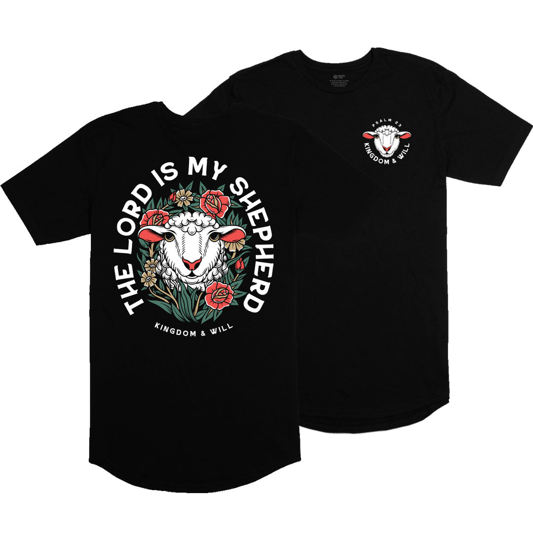 Psalm 23 Long Body T-Shirt (Black)