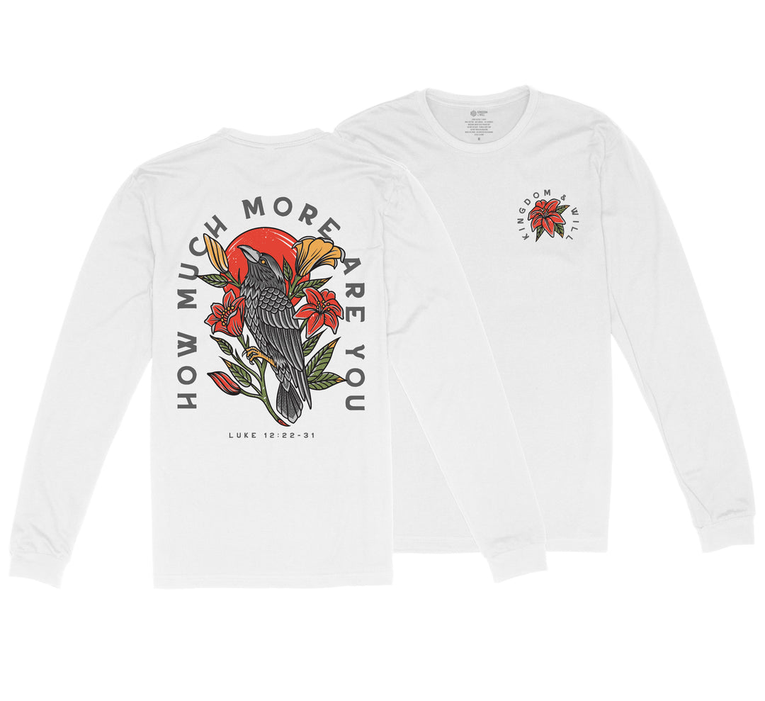 Ravens & Lilies Long Sleeve T-Shirt (White)
