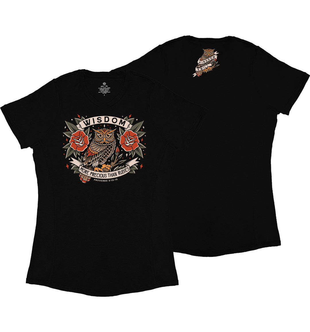 Wisdom Owl Ladies' T-Shirt (Black)