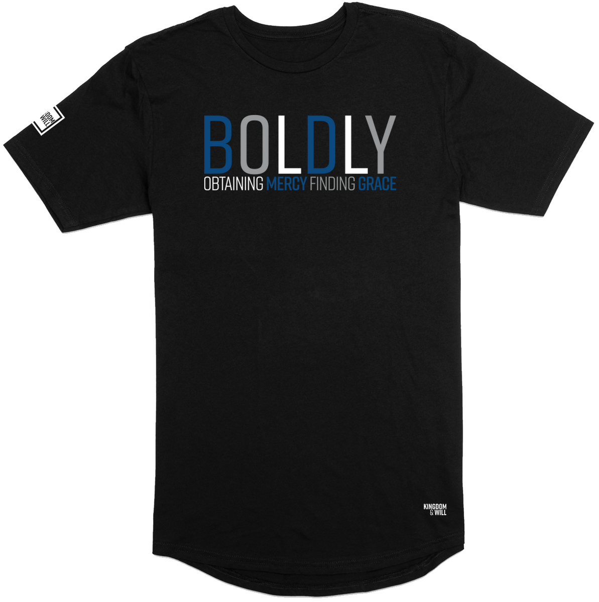Boldly Long Body TShirt (Black & Blue) Kingdom & Will