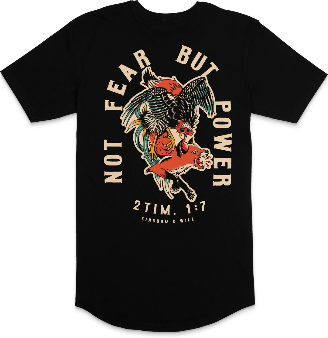 Not Fear But Power Long Body T-Shirt (Black)