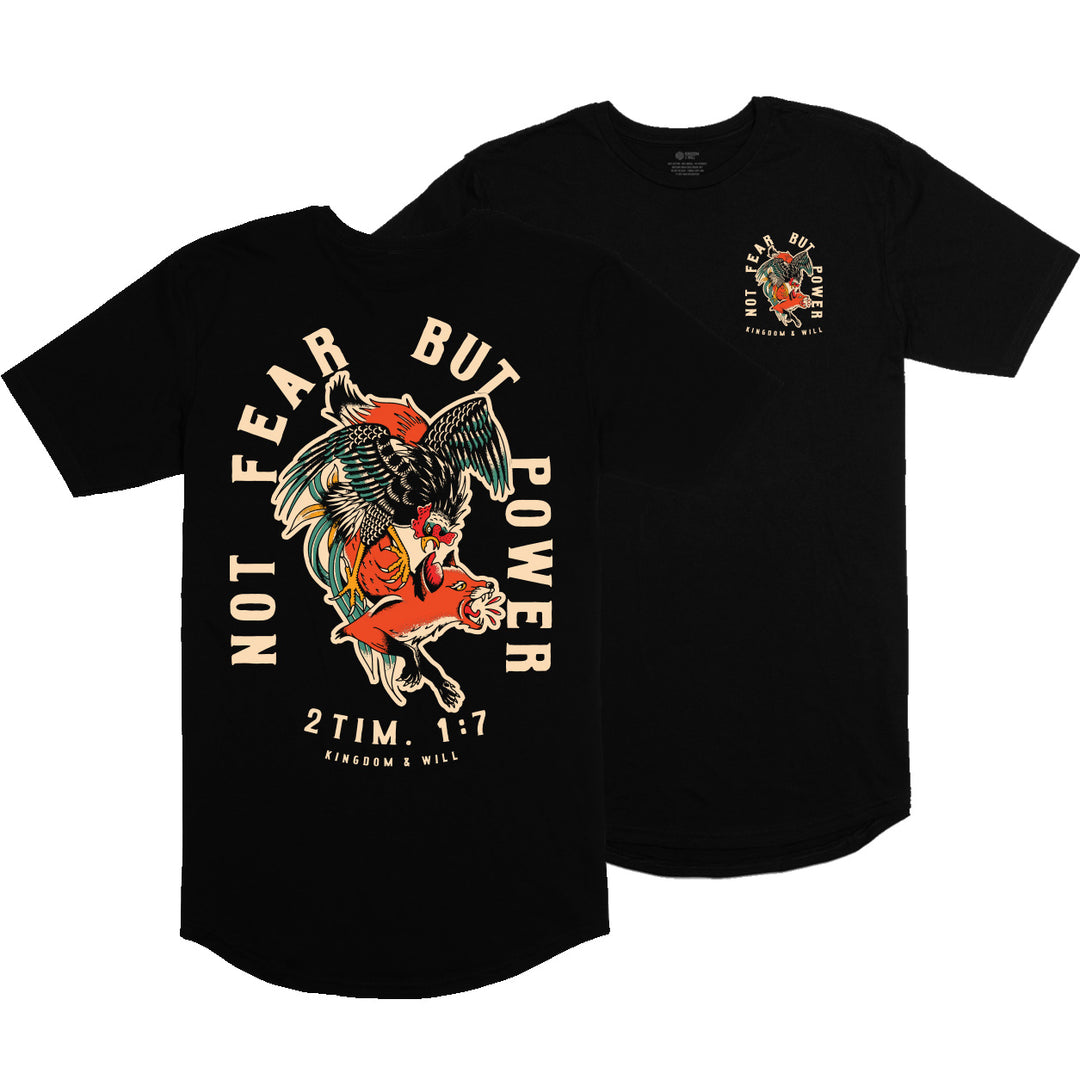 Not Fear But Power Long Body T-Shirt (Black)