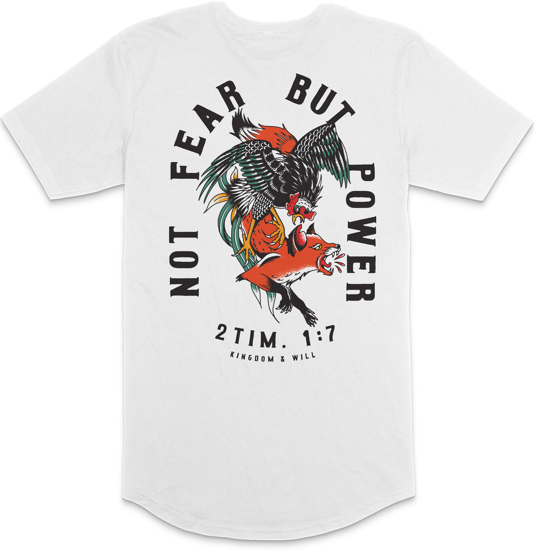 Not Fear But Power Long Body T-Shirt (White)
