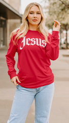 Jesus Long Sleeve T-Shirt (Red & White)
