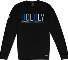 Boldly Long Sleeve T-Shirt (Black & Blue)