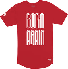 Born Again Long Body T-Shirt (Red & White)