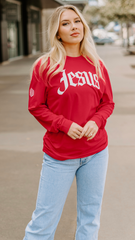Jesus Long Sleeve T-Shirt (Red & White)