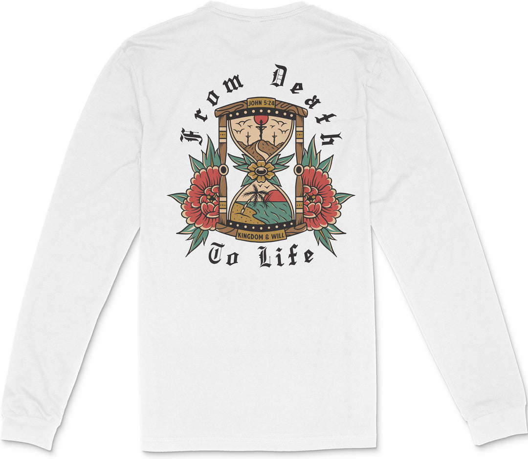 Death to Life Long Sleeve T-Shirt (White)