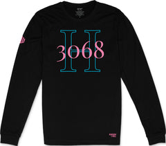 H3068 Long Sleeve T-Shirt (Black & Flamingo)