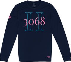 H3068 Long Sleeve T-Shirt (Navy & Flamingo)