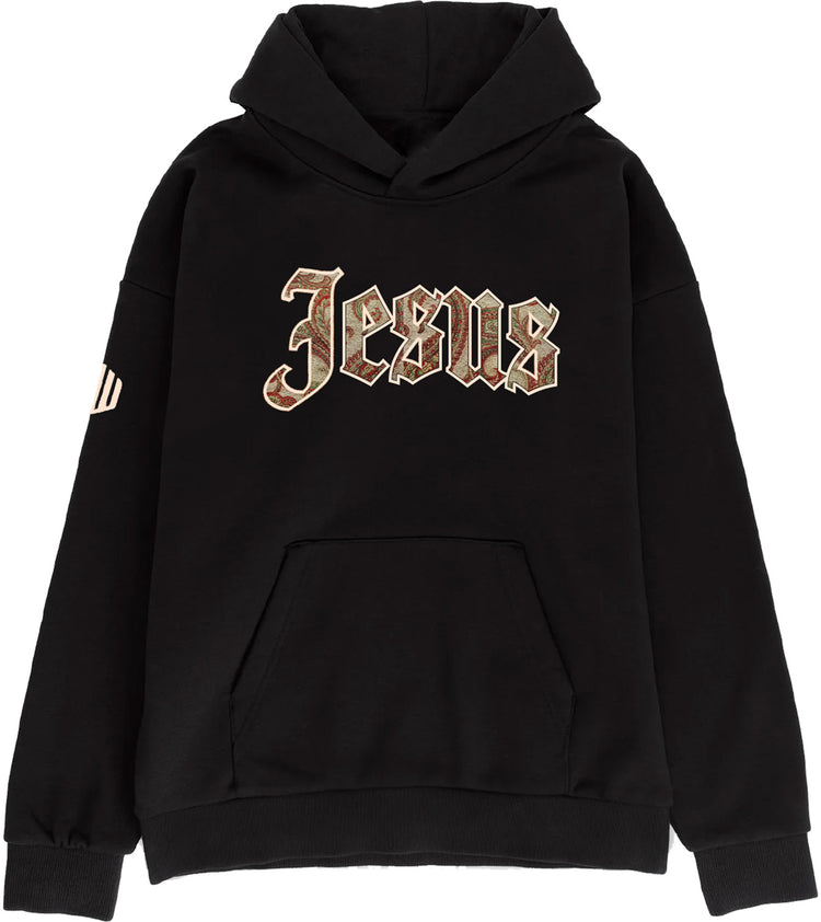 Jesus Oversized Hoodie (Black & Champagne) - Kingdom & Will