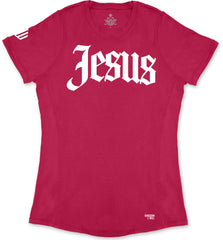 Jesus Ladies' T-Shirt (Magenta & White)