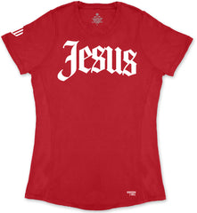 Jesus Ladies' T-Shirt (Red & White)