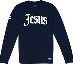 Jesus Long Sleeve T-Shirt (Navy & White)