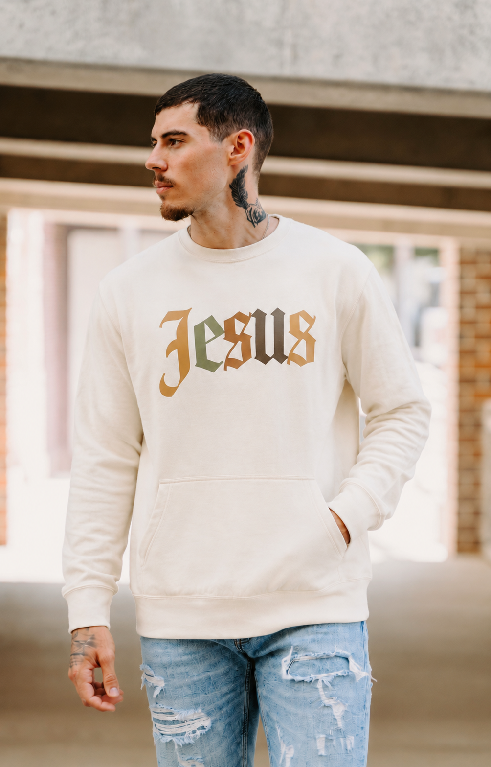 Jesus Pocket Sweatshirt (Earth)