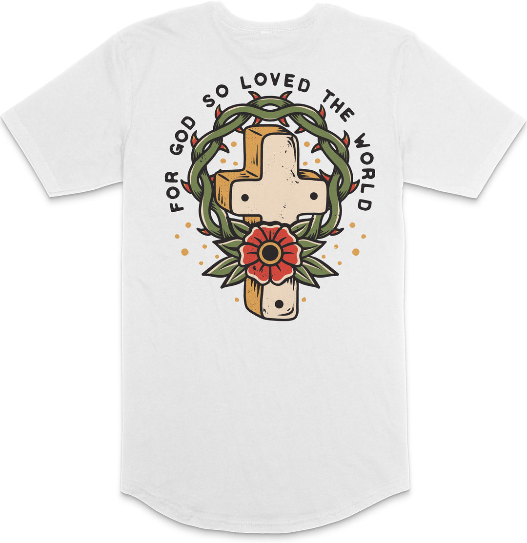 John 3:16 Long Body T-Shirt (White)