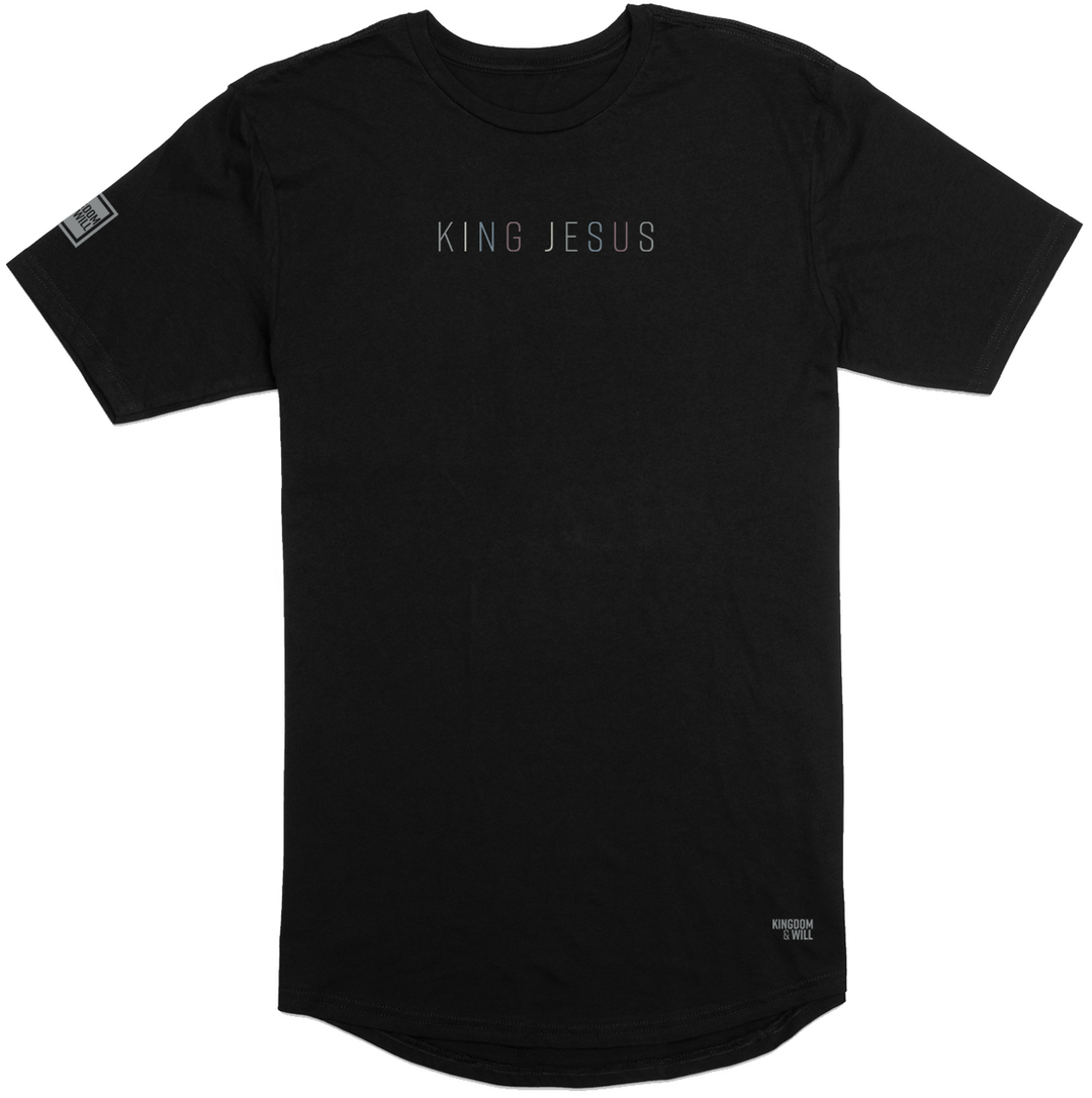 King Jesus Long Body T-Shirt (Black & Multi-Grain) B-Stock