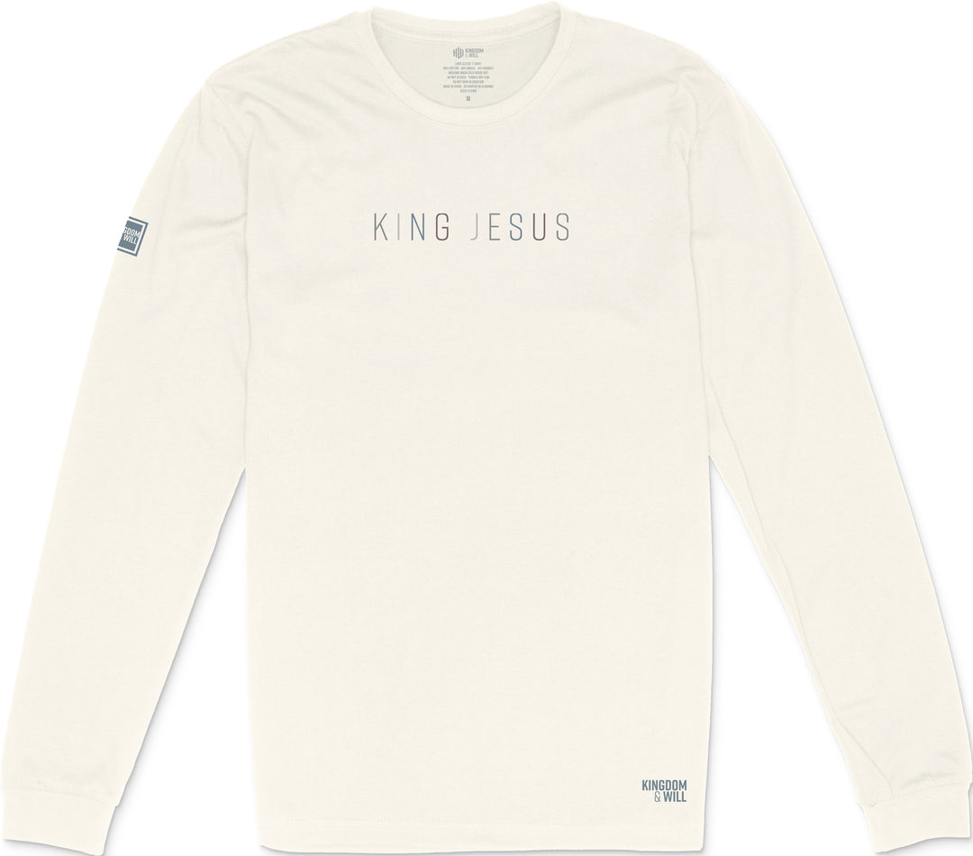 King Jesus Long Sleeve T-Shirt (Bone & Multi-Grain)