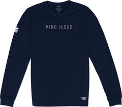 King Jesus Long Sleeve T-Shirt (Navy & White)