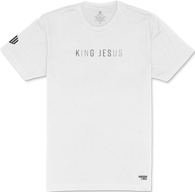 King Jesus T-Shirt (White/Black/Silver) - Kingdom & Will
