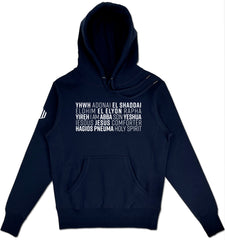 Names of God Elevated Hoodie (Navy & White)