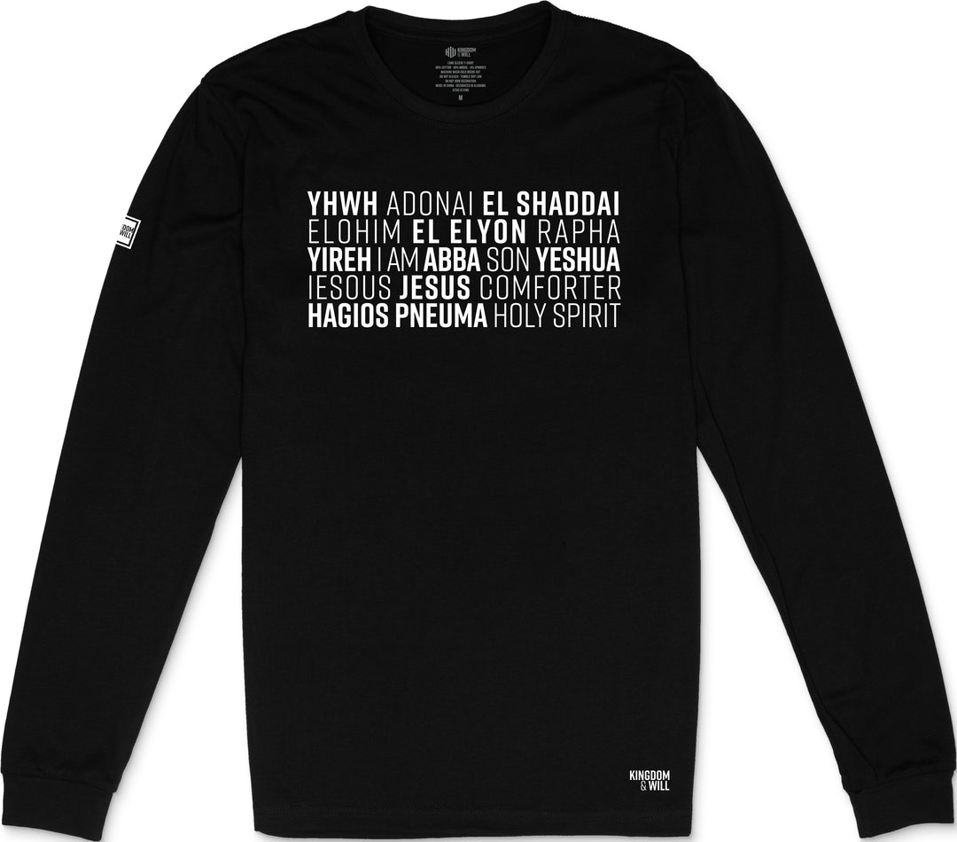 Names of God Long Sleeve T-Shirt (Black & White) B-Stock