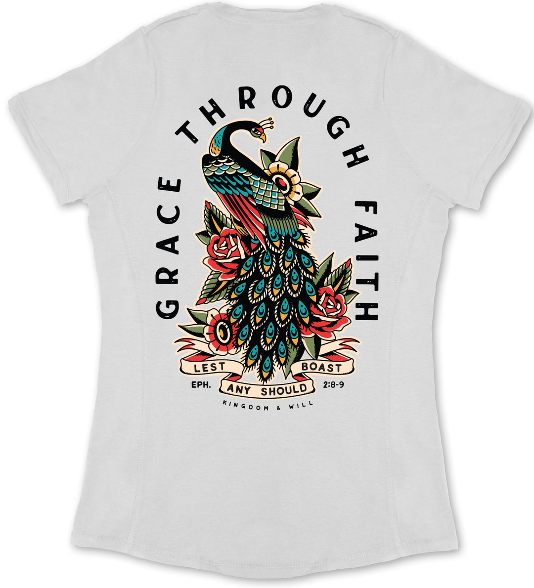 Peacock Ladies' T-Shirt (White)