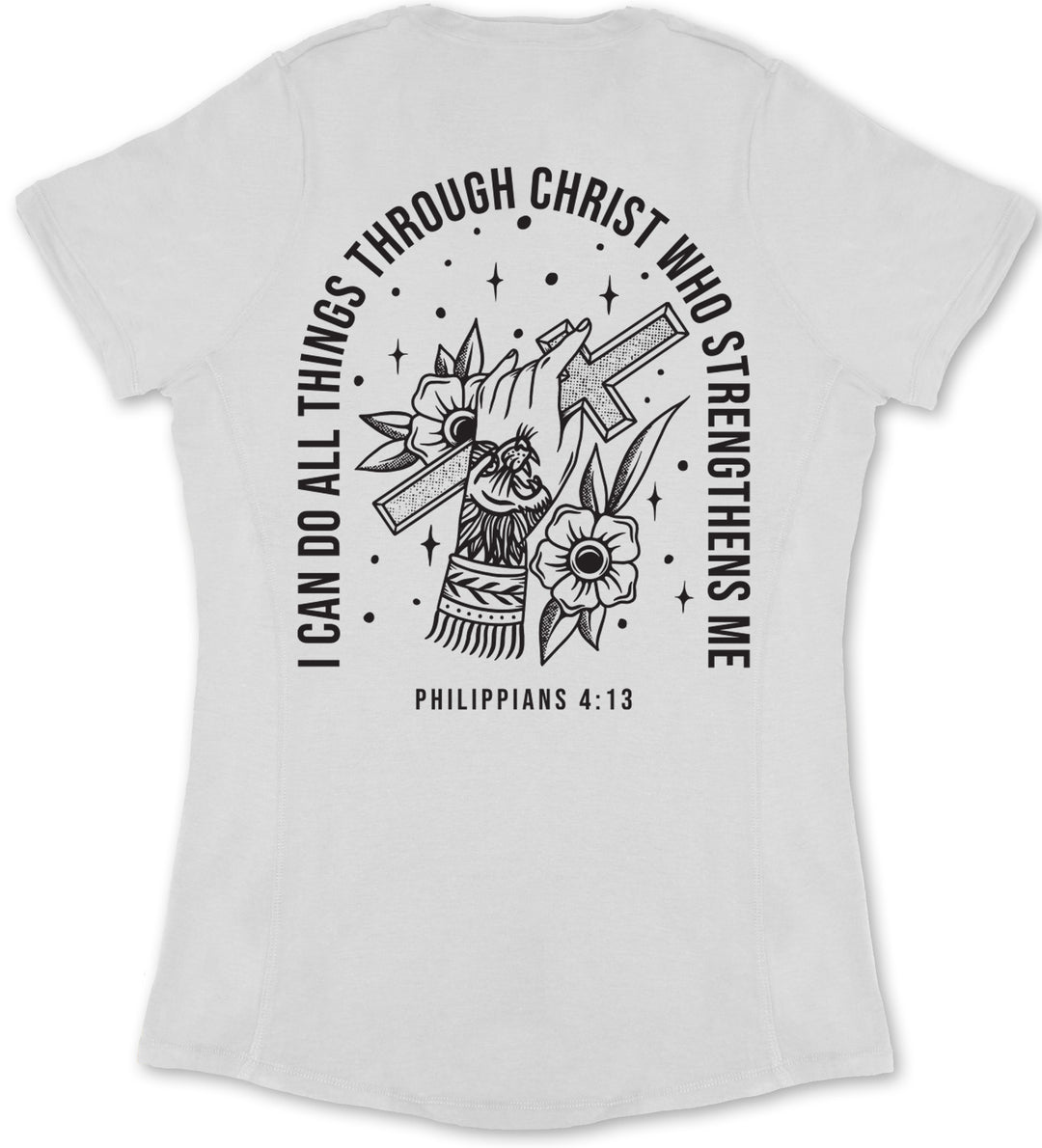 Philippians 4:13 Ladies' T-Shirt (White & Black)