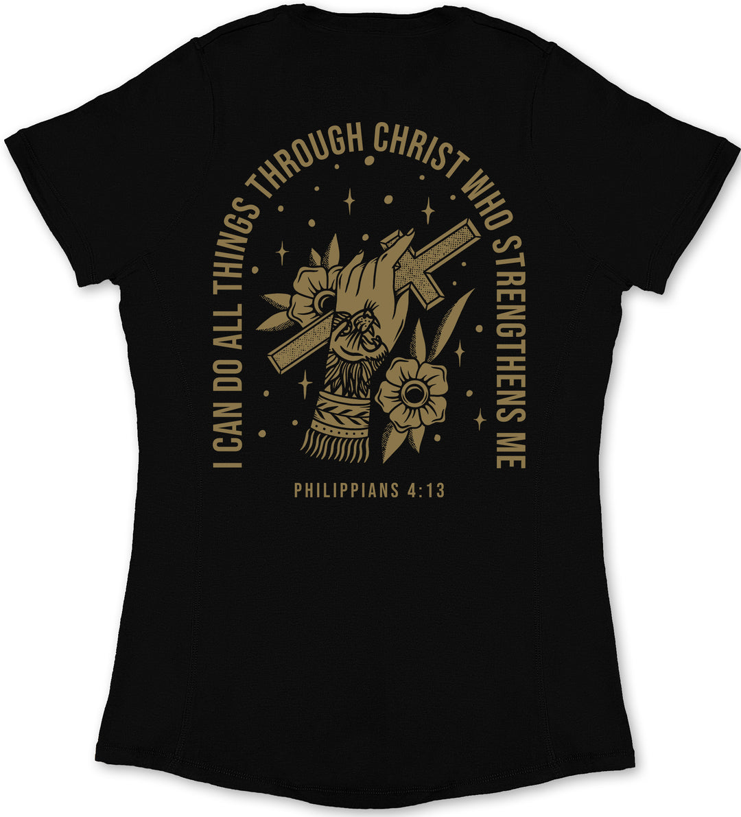 Philippians 4:13 Ladies' T-Shirt (Black & Gold)