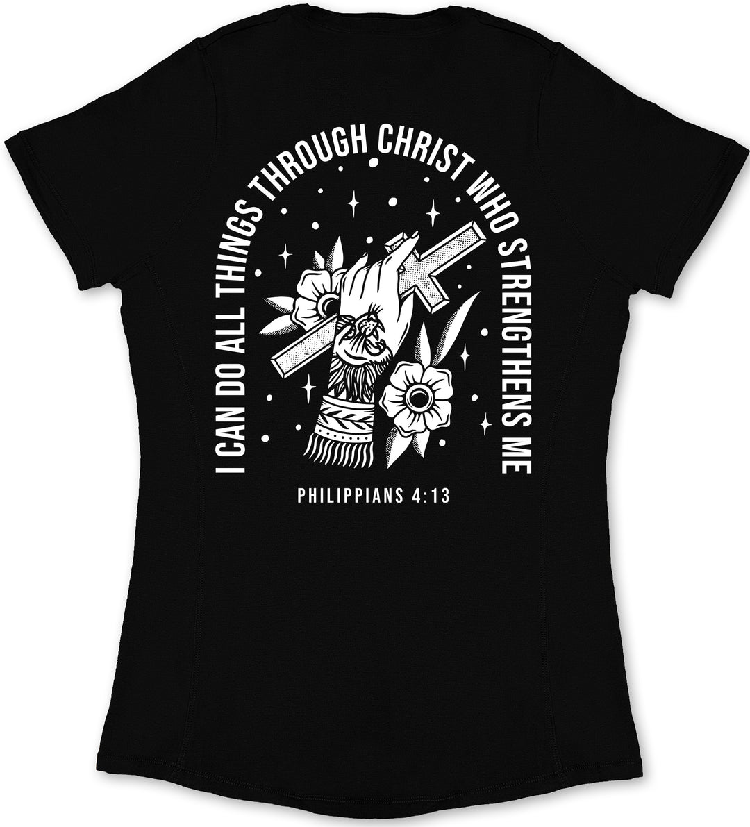 Philippians 4:13 Ladies' T-Shirt (Black & White) B-Stock