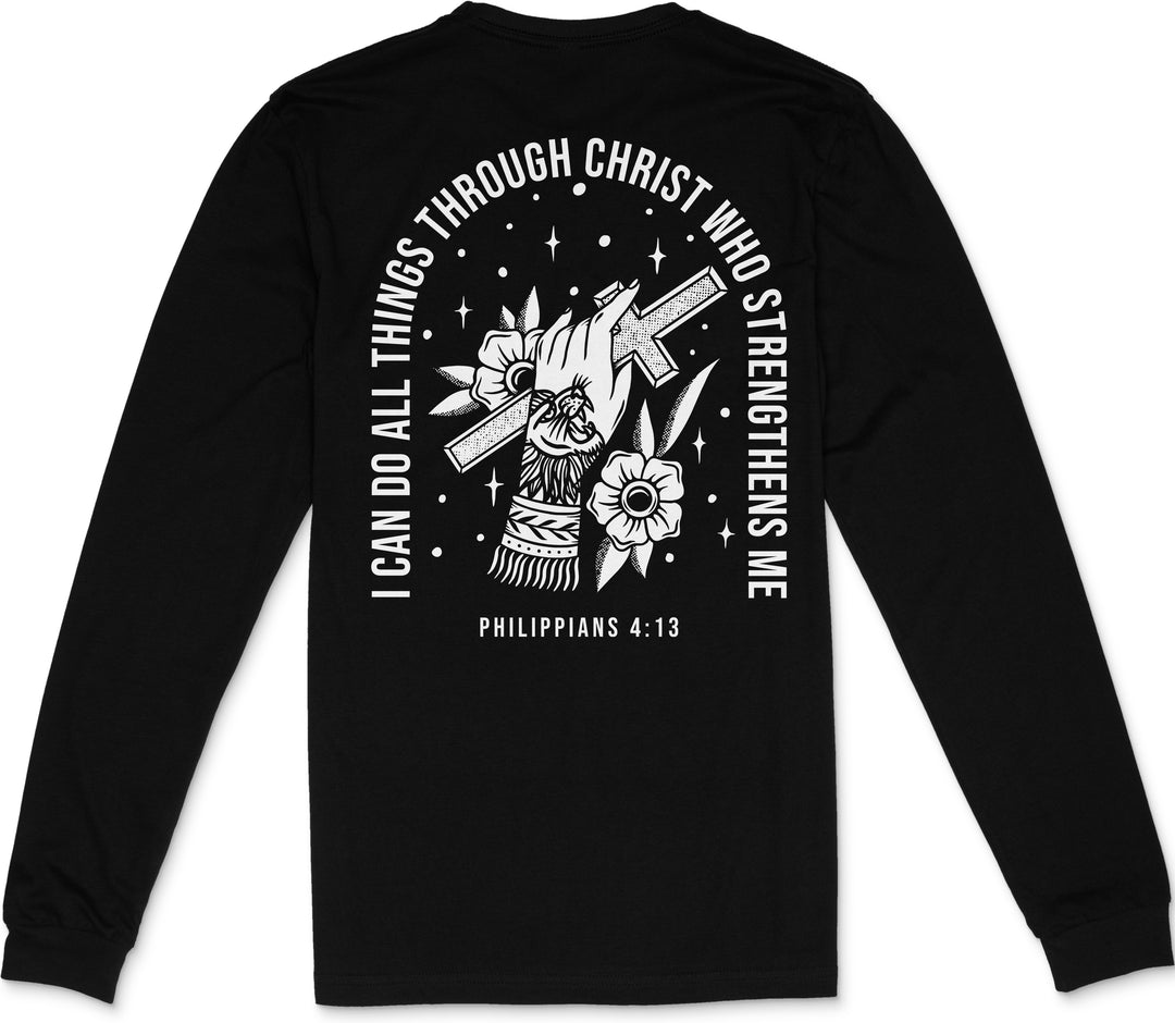 Philippians 4:13 Long Sleeve T-Shirt (Black & White)