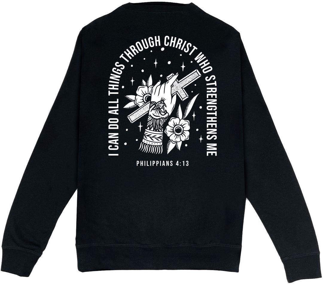 Philippians 4:13 Pocket Sweatshirt (Black & White)