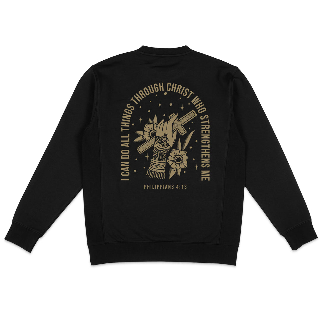 Philippians 4:13 Sweatshirt (Black & Gold)
