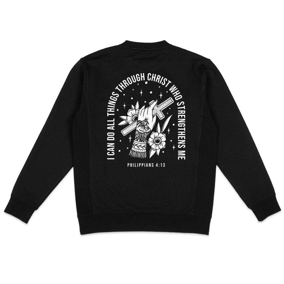 Philippians 4:13 Sweatshirt (Black & White)